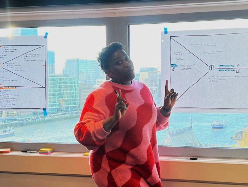 Startup founder happy after scoping session.